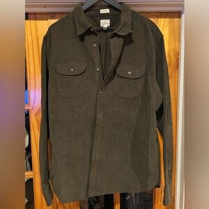 J Crew Classic Men's Olive Green Corduroy Shirt Jacket